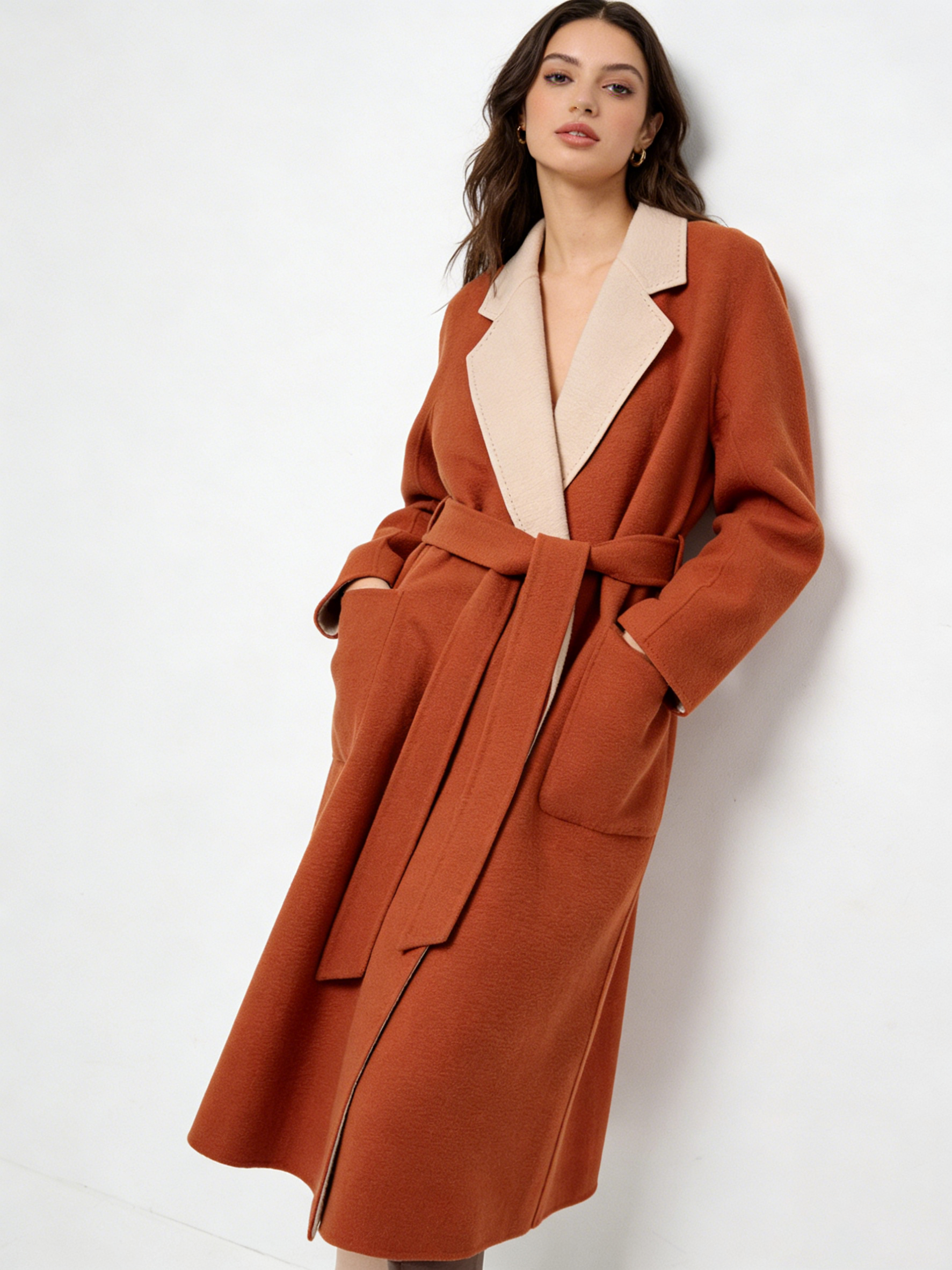 Two-Tone Cashmere Belted Wrap Coat | Premium Cashmere | Luxury Coat | CEID Fashion - Luxury Cashmere Outerwear by CEID - Image 5