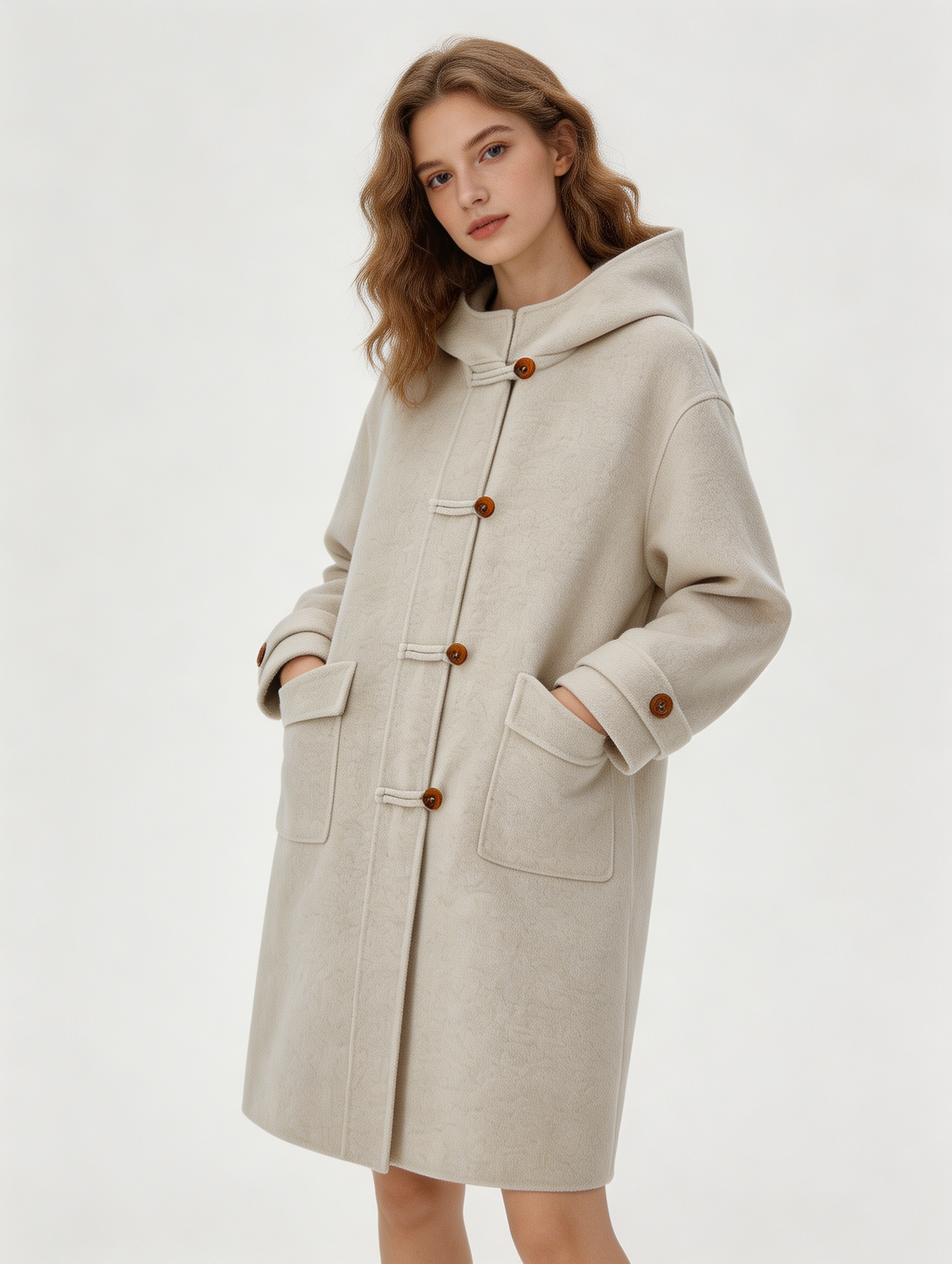 Single Breasted Hooded Long Wool Blend Coat | Premium Wool | Luxury Coat | CEID Fashion - Luxury Wool Outerwear by CEID - Image 2