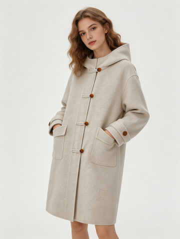 Single Breasted Hooded Long Wool Blend Coat | Premium Wool | Luxury Coat | CEID Fashion - Luxury Wool Outerwear by CEID - Image 2