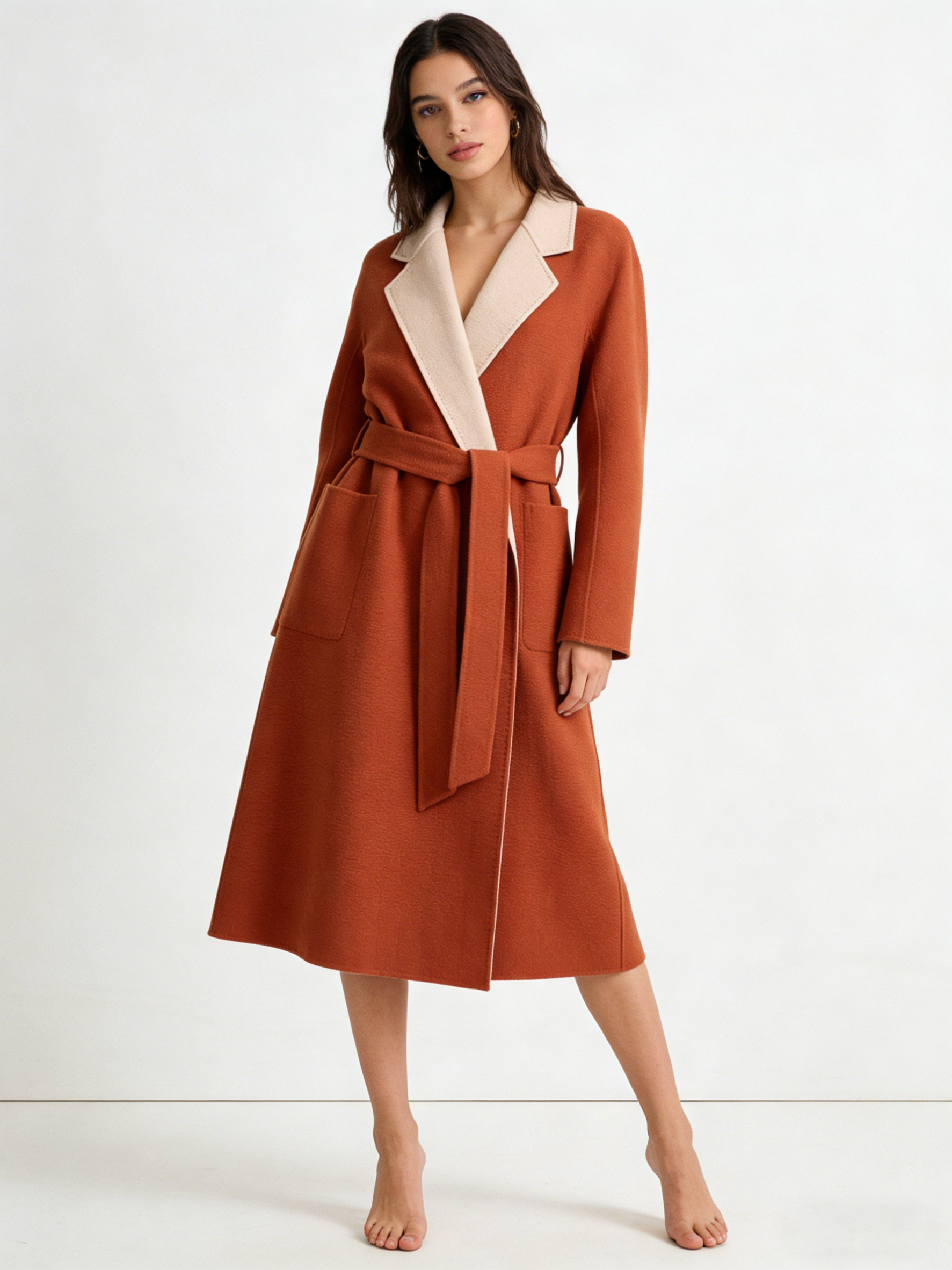 Two-Tone Cashmere Belted Wrap Coat | Premium Cashmere | Luxury Coat | CEID Fashion - Luxury Cashmere Outerwear by CEID - Image 7