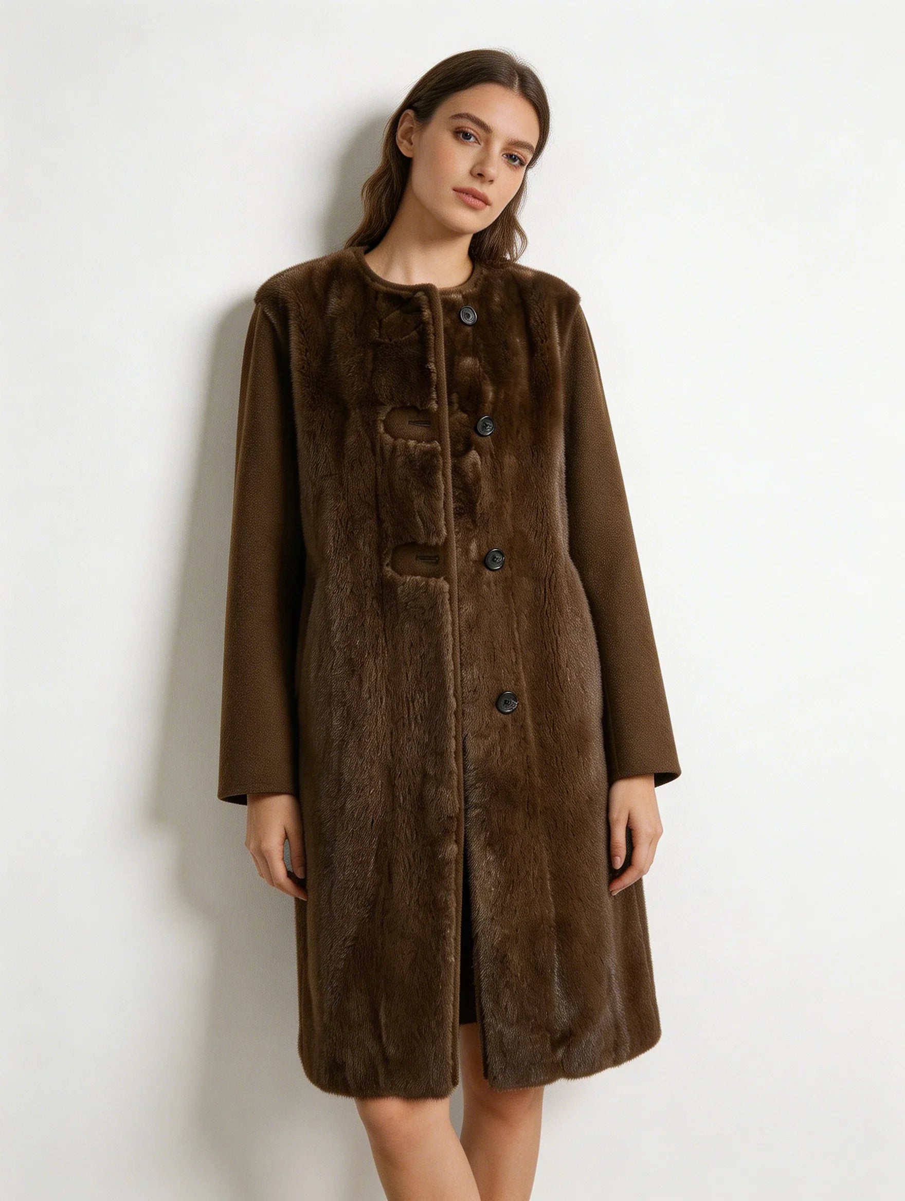 Round Neck Long Mink Cashmere Coat | Premium Cashmere | Luxury Coat | CEID Fashion - Luxury Cashmere Outerwear by CEID - Image 3