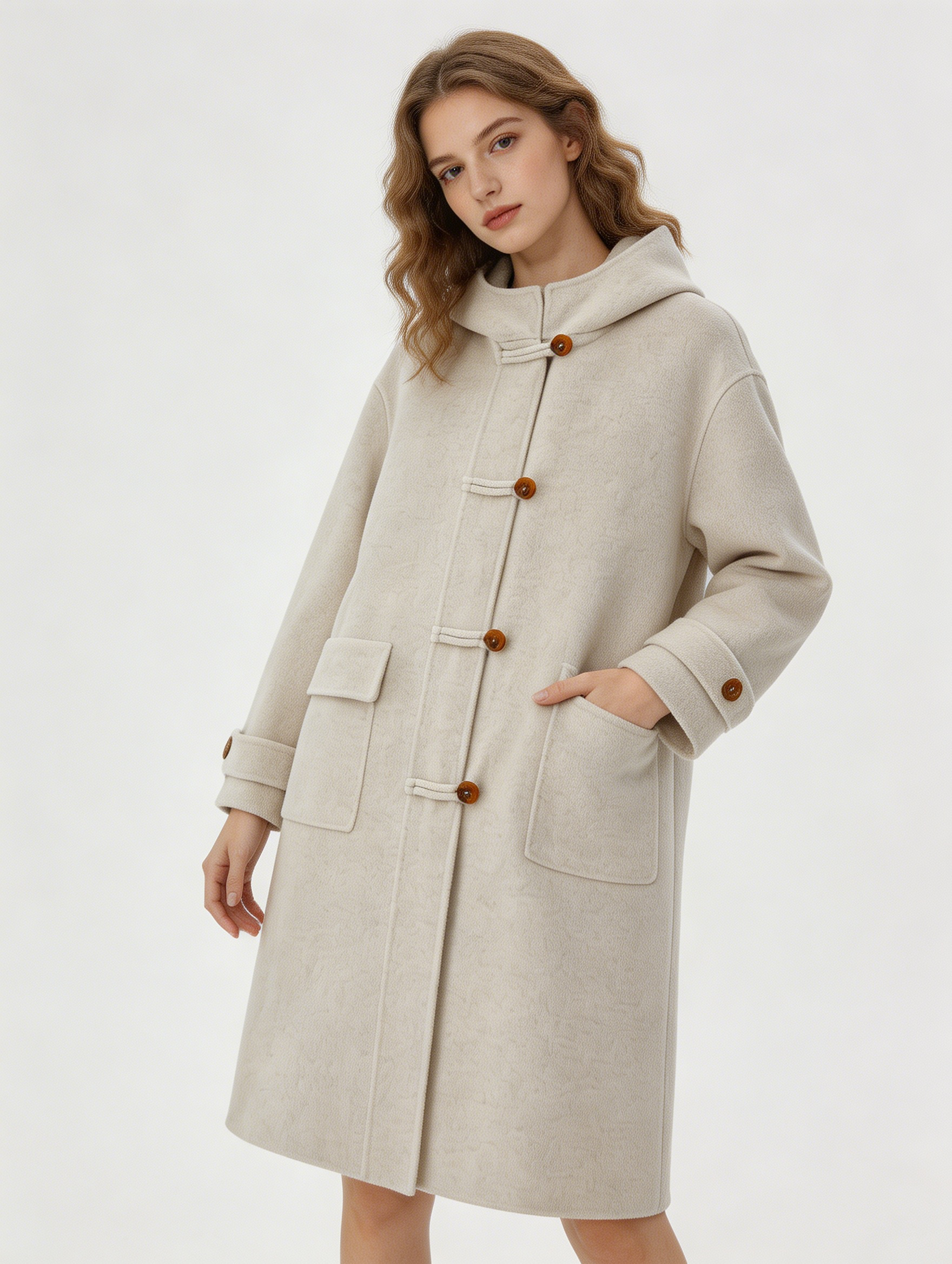 Single Breasted Hooded Long Wool Blend Coat | Premium Wool | Luxury Coat | CEID Fashion - Luxury Wool Outerwear by CEID - Image 14