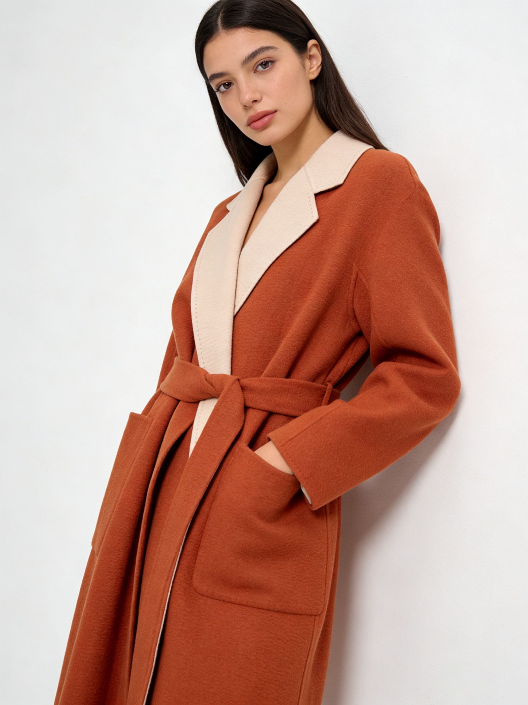 Two-Tone Cashmere Belted Wrap Coat | Premium Cashmere | Luxury Coat | CEID Fashion - Luxury Cashmere Outerwear by CEID - Image 8