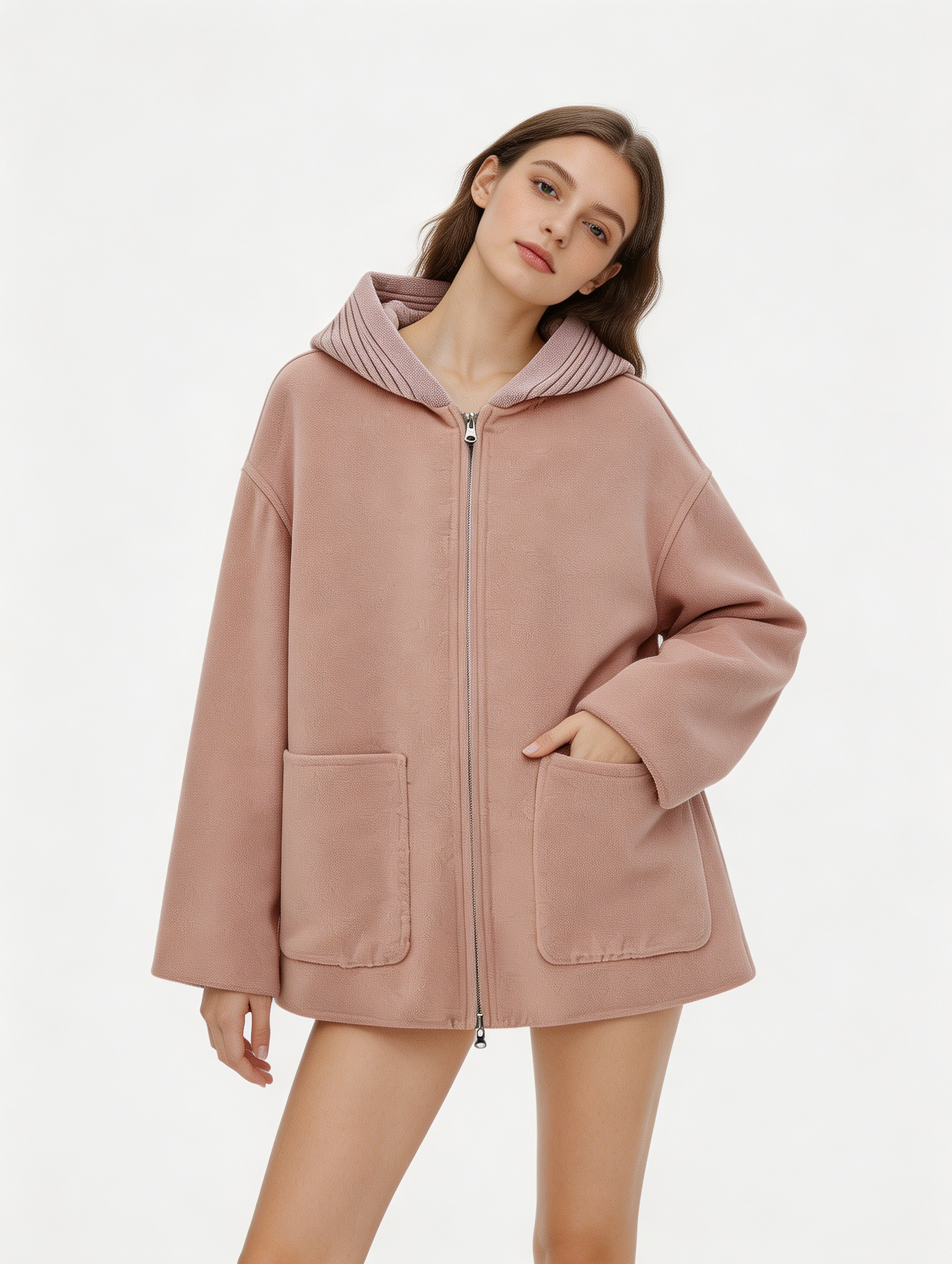 Reversible Wool Zip Coat with Knitted Hood | Premium Wool | Luxury Coat | Cashmere Knitwear | CEID Fashion - Luxury Cashmere Outerwear by CEID - Image 8