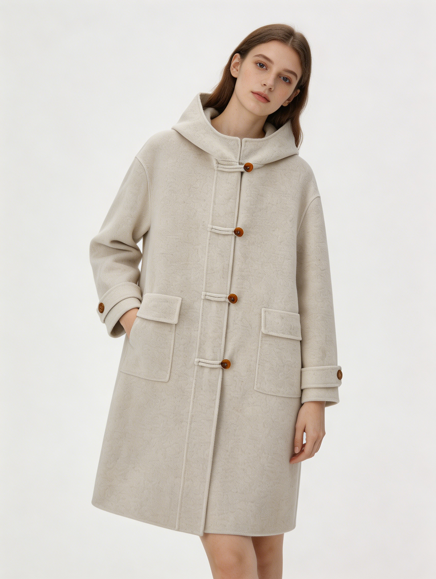 Single Breasted Hooded Long Wool Blend Coat | Premium Wool | Luxury Coat | CEID Fashion - Luxury Wool Outerwear by CEID - Image 3