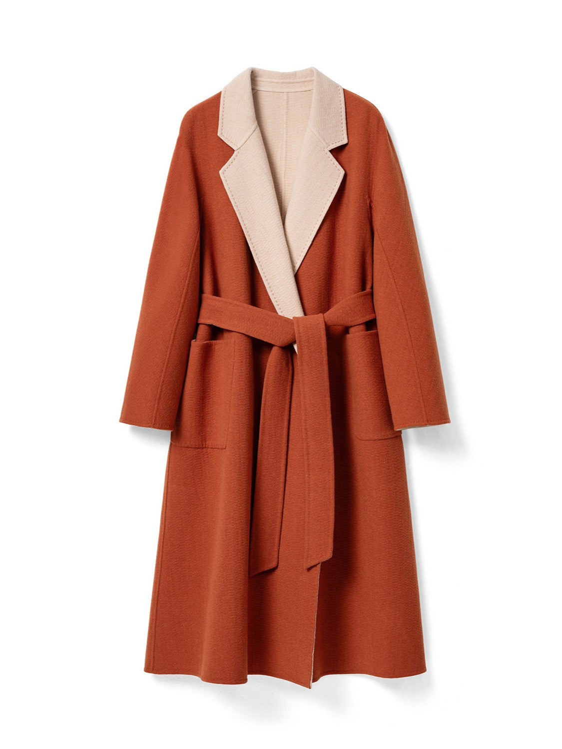 Two-Tone Cashmere Belted Wrap Coat | Premium Cashmere | Luxury Coat | CEID Fashion - Luxury Cashmere Outerwear by CEID - Image 1