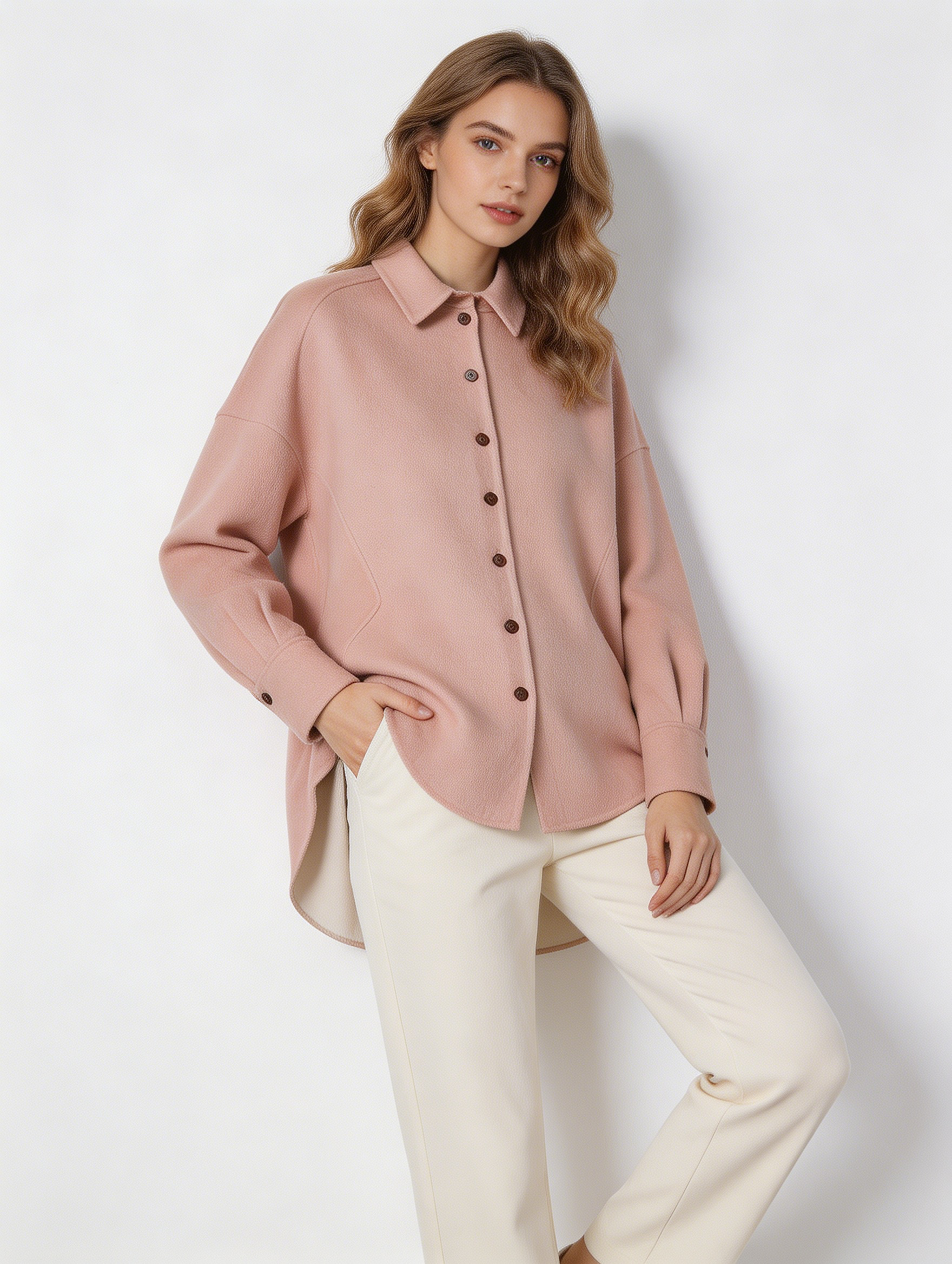 Wool Silk Blend Single-Breasted Collared Coat | Premium Wool | Luxury Coat | CEID Fashion - Luxury Wool Outerwear by CEID - Image 5