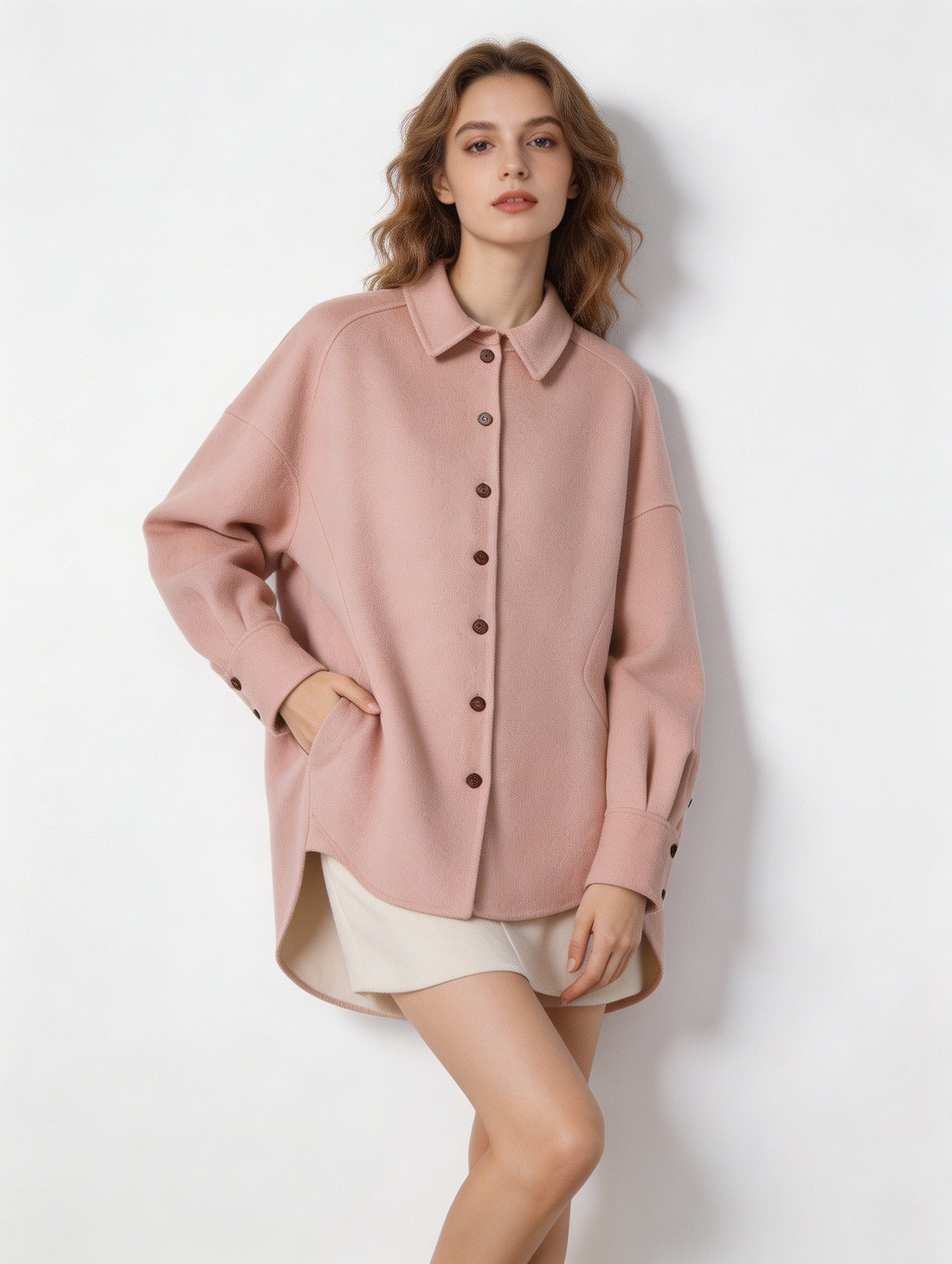 Wool Silk Blend Single-Breasted Collared Coat | Premium Wool | Luxury Coat | CEID Fashion - Luxury Wool Outerwear by CEID - Image 1