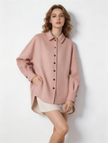 Wool Silk Blend Single-Breasted Collared Coat | Premium Wool | Luxury Coat | CEID Fashion - Luxury Wool Outerwear by CEID - Image 2
