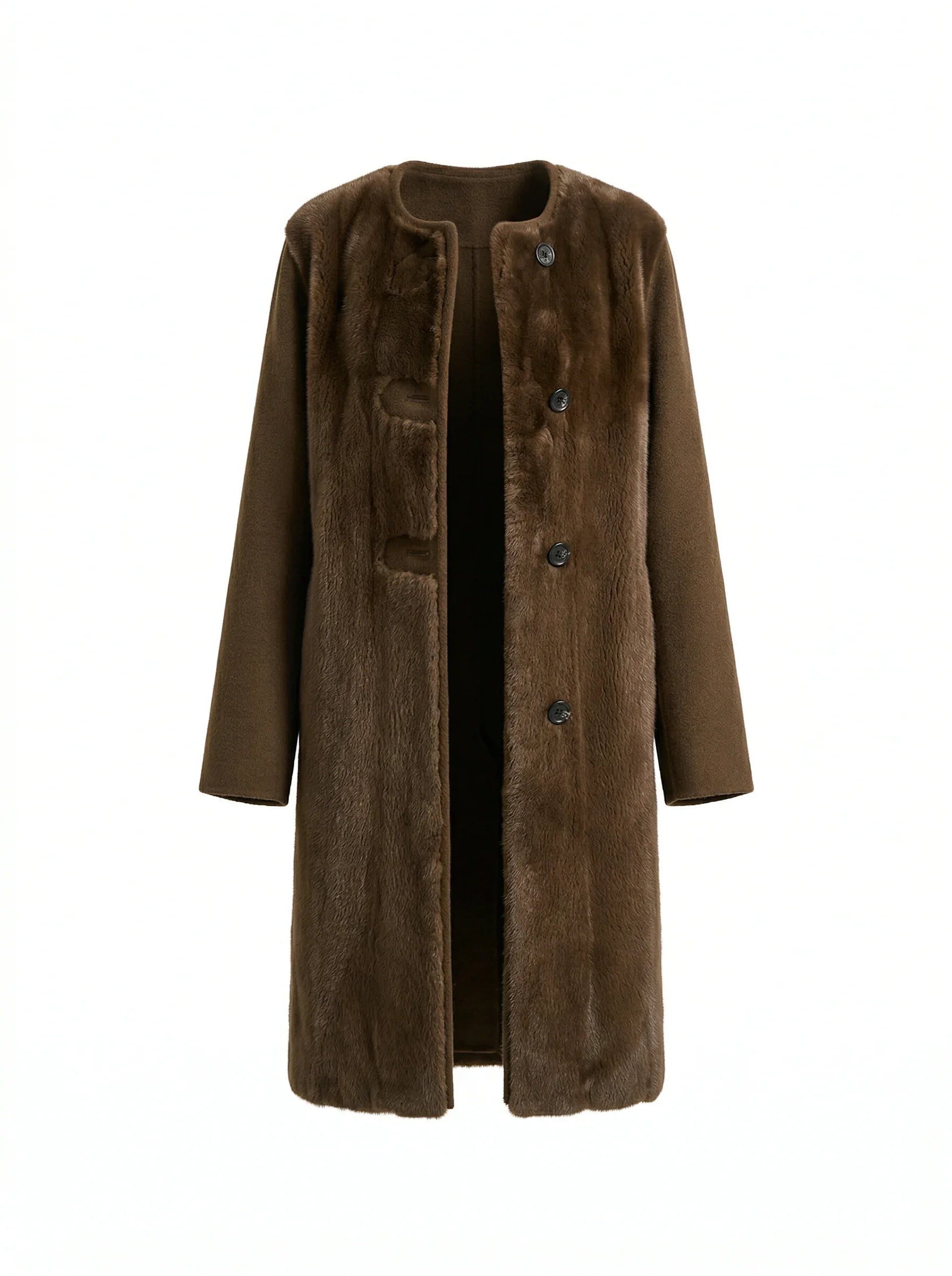 Round Neck Long Mink Cashmere Coat | Premium Cashmere | Luxury Coat | CEID Fashion - Luxury Cashmere Outerwear by CEID - Image 1