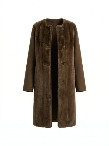 Round Neck Long Mink Cashmere Coat | Premium Cashmere | Luxury Coat | CEID Fashion - Luxury Cashmere Outerwear by CEID - Image 1