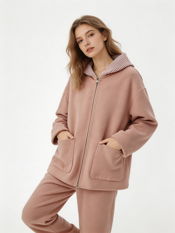 Reversible Wool Zip Coat with Knitted Hood | Premium Wool | Luxury Coat | Cashmere Knitwear | CEID Fashion - Luxury Cashmere Outerwear by CEID - Image 2